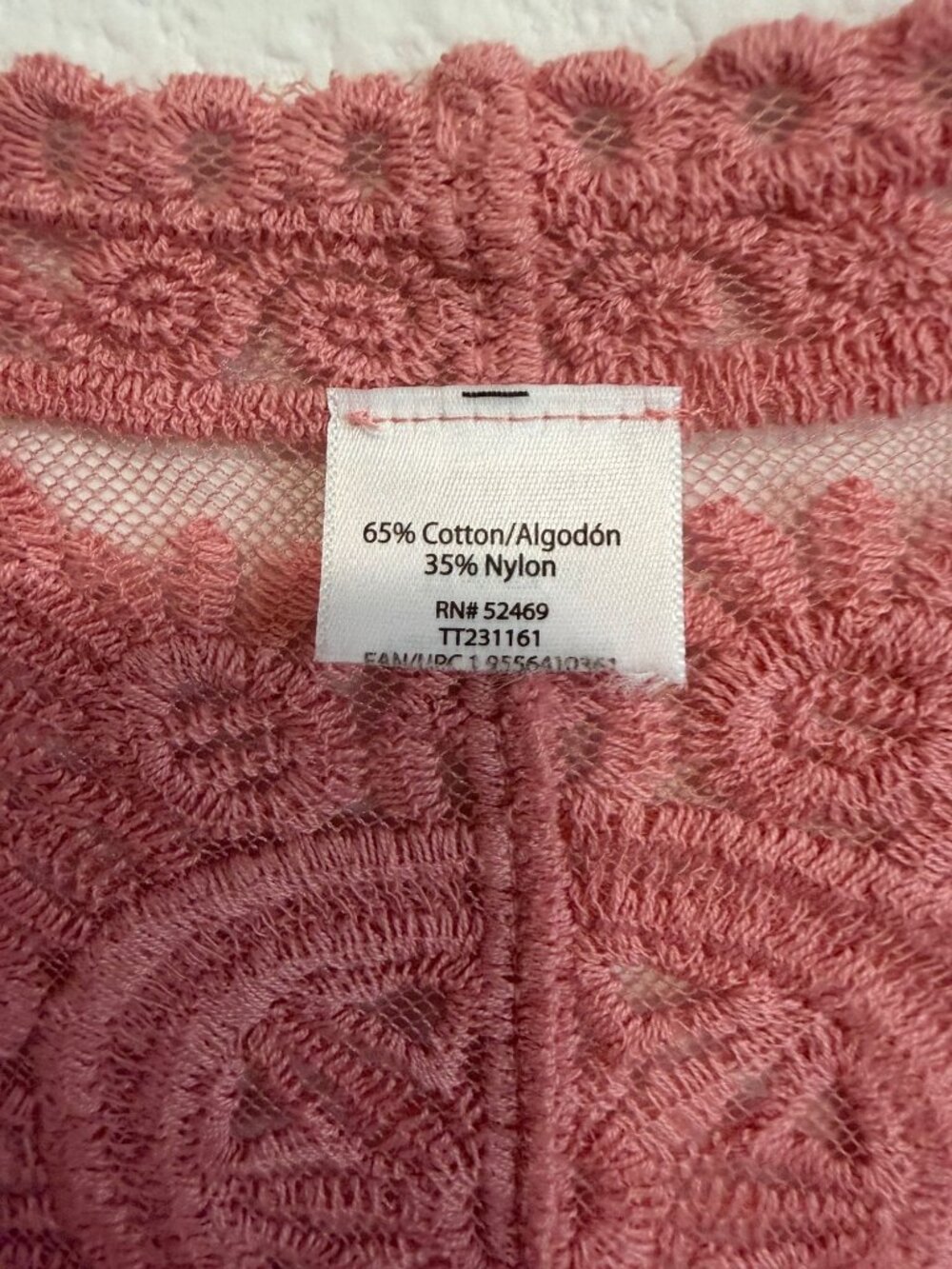 Peach Pink Cotton Blend 3/4 Sleeve Sheer Lace Open Front Duster Cover Up Size L? - Picture 3 of 7